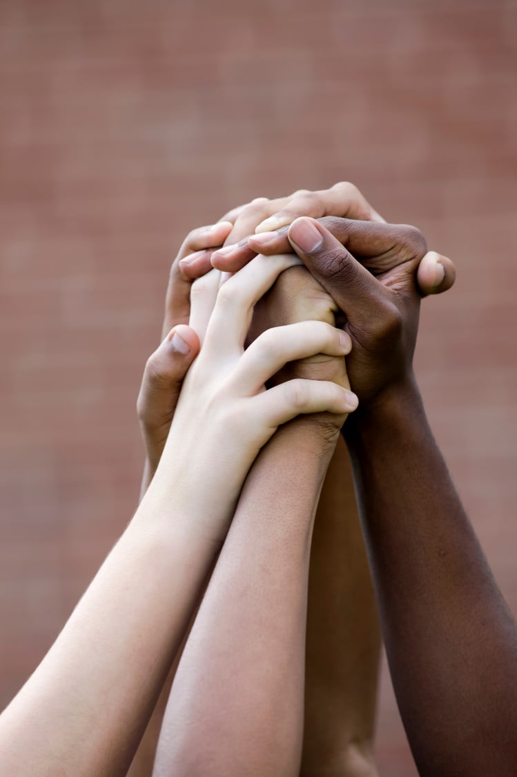 Multicultural Group of Hands Vertical